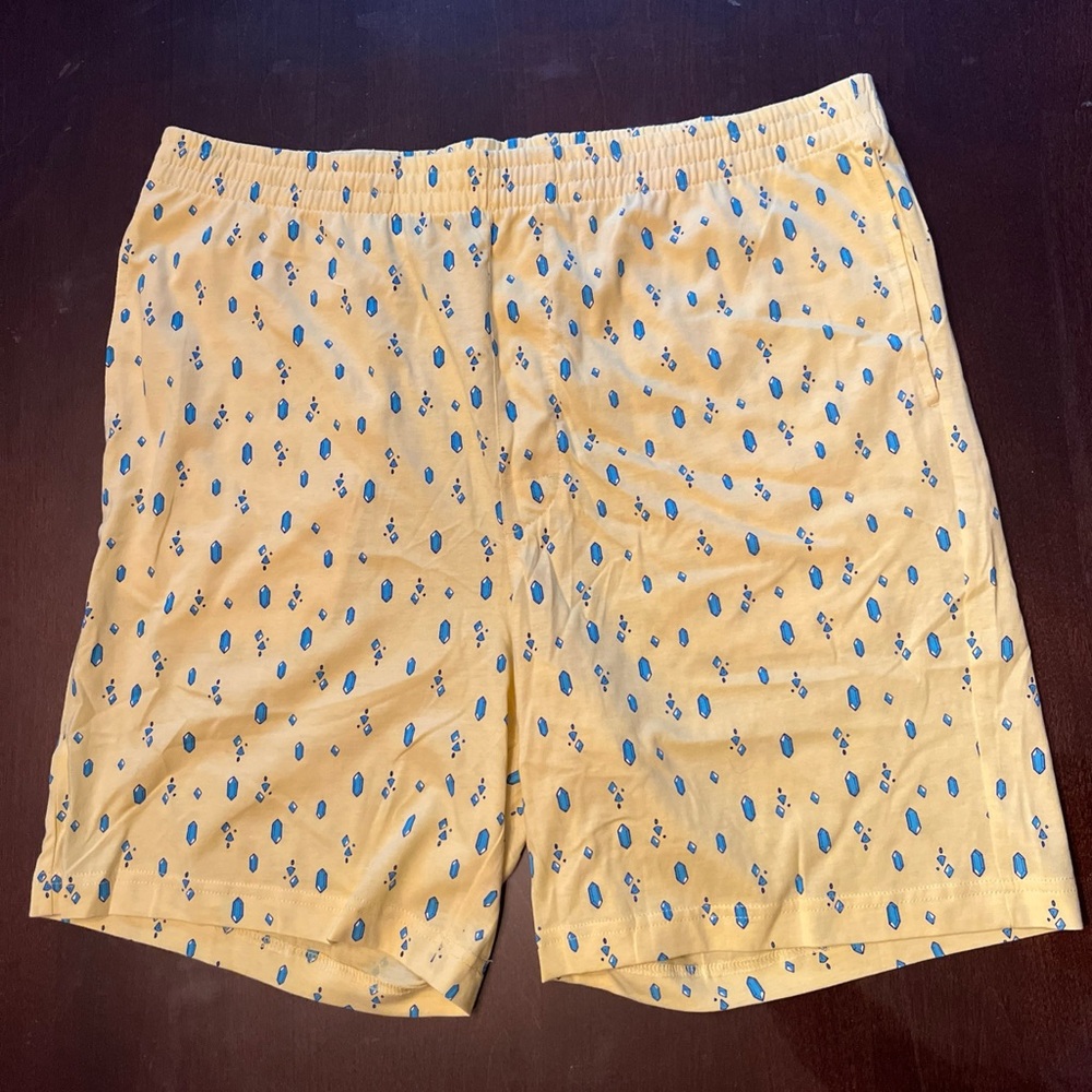H&M Cartoon Network Sleep Shorts Sz L Yellow with Diamond Pattern & Pockets
